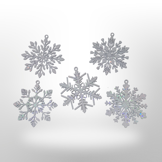 Glitzernde Schneeflocken – Tannenbaum Anhänger im Set