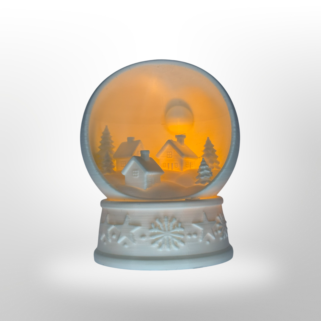 Leuchtendes Winterdorf – Weihnachtskugel inkl. LED-Teelicht